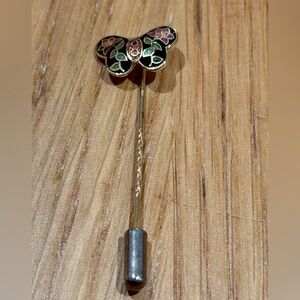 PIN/STICKPIN/BROOCH Cloisonne Enamel Navy Blue COLORFUL BUTTERFLY STICK PIN